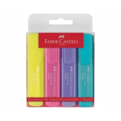 Rotulador Faber Castell fluorescente 1546 pastel estuche 4 unidades colores surtidos