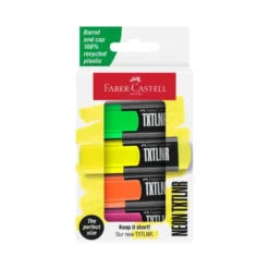 ROTULADOR FABER CASTELL NEON TXTLNR FLUORESCENTE BLISTER DE 4 UNIDADES COLORES SURTIDOS