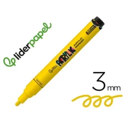 ROTULADOR LIDERPAPEL ACRYLIC BASE AGUA TODO TIPO DE SUPERFICIE PUNTA REDONDA 3 MM AMARILLO