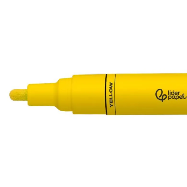 ROTULADOR LIDERPAPEL ACRYLIC BASE AGUA TODO TIPO DE SUPERFICIE PUNTA REDONDA 3 MM AMARILLO