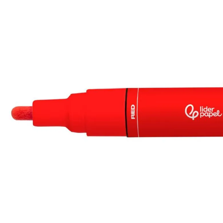 ROTULADOR LIDERPAPEL ACRYLIC BASE AGUA TODO TIPO DE SUPERFICIE PUNTA REDONDA 3 MM ROJO