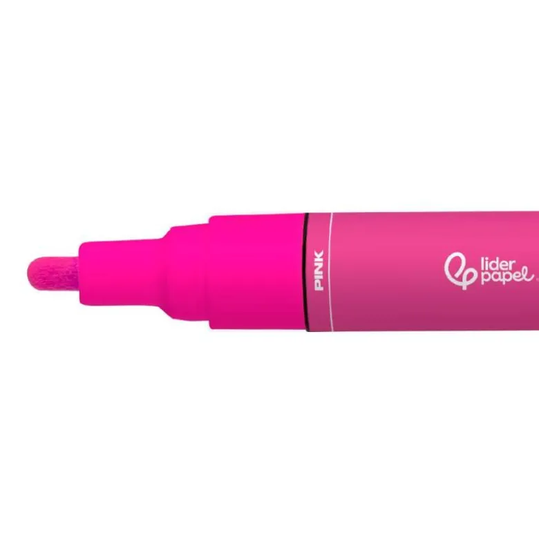 ROTULADOR LIDERPAPEL ACRYLIC BASE AGUA TODO TIPO DE SUPERFICIE PUNTA REDONDA 3 MM ROSA