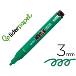 ROTULADOR LIDERPAPEL ACRYLIC BASE AGUA TODO TIPO DE SUPERFICIE PUNTA REDONDA 3 MM VERDE