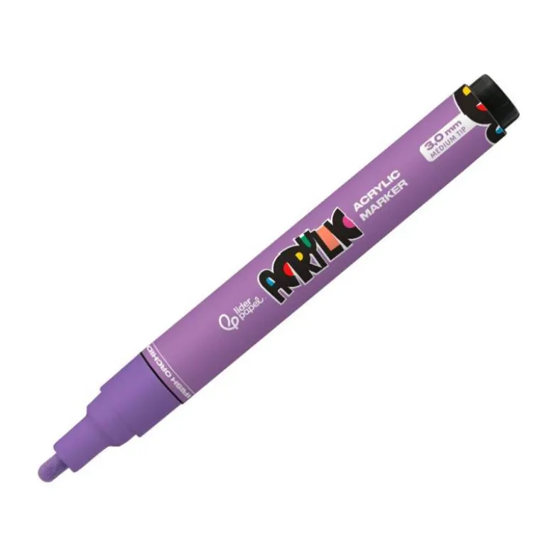 ROTULADOR LIDERPAPEL ACRYLIC BASE AGUA TODO TIPO DE SUPERFICIE PUNTA REDONDA 3 MM MALVA