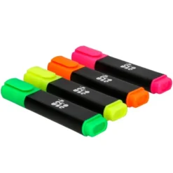 ROTULADOR LIDERPAPEL ECOUSE FLUORESCENTE FABRICADO CON 68% PLASTICO RECICLADO CAJA DE 4 UNIDADES COLORES SURTIDOS