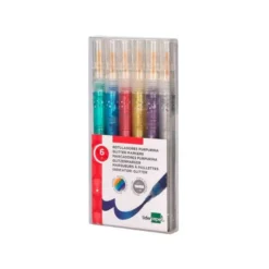 ROTULADOR LIDERPAPEL EFECTO PURPURINA METALIZADA DOBLE PUNTA CAJA DE 6 ROTULADORES COLORES SURTIDOS