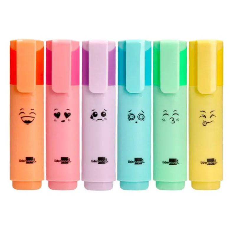 ROTULADOR LIDERPAPEL FLUORESCENTE PASTEL PUNTA BISELADA ESTUCHE DE 6 UNIDADES COLORES SURTIDOS