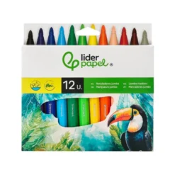 Rotulador Liderpapel Jumbo gruesa lavables caja de 12 colores
