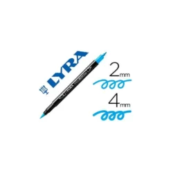 Rotulador Lyra aqua brush acuarelable doble punta fina y pincel azul claro