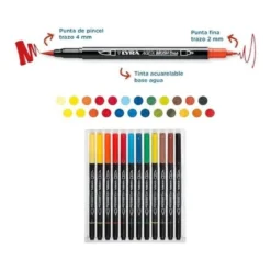 Rotulador Lyra Duo Aqua Brush Art Pen doble punta fina y pincel caja 12 unidades