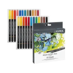 Rotulador Lyra Duo Aqua Brush Art Pen doble punta fina y pincel Caja 24 unidades