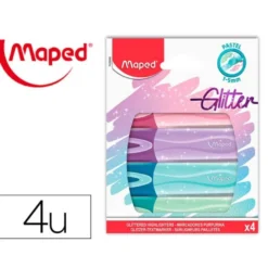 ROTULADOR MAPED FLUORESCENTE PEPS PASTEL CON GLITTER 4 UNIDADES COLORES SURTIDOS