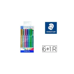 Rotulador Marcador Staedtler Metálico 8323 de Colores Surtidos Blister 6 unidades+Rotulador Calibrado 308 C2-9