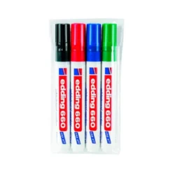Rotulador para Pizarra Blanca Edding 660 Recargable de Colores Surtidos Blister de 4 unidades