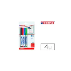 Rotulador para Pizarra Blanca Edding 661 Recargable de Colores Surtidos Blister de 4 unidades
