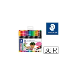 Rotulador Permanente Staedtler 3187 Doble Punta de Colores Surtidos Estuche de 36 unidades