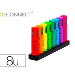 ROTULADOR Q-CONNECT FLUORESCENTE NEON PUNTA BISELADA ESTUCHE DE SOBREMESA 8 COLORES SURTIDOS
