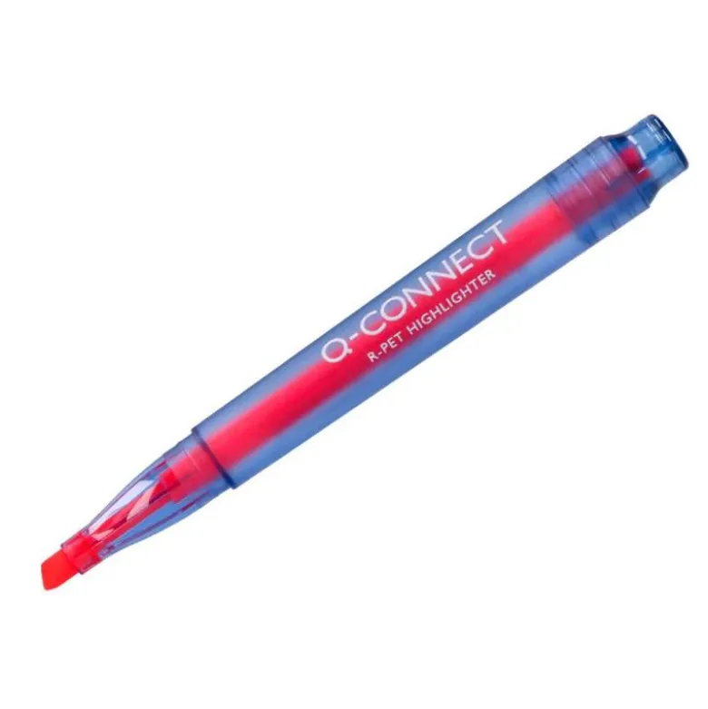 ROTULADOR Q-CONNECT FLUORESCENTE PUNTA BISELADA FABRICADO EN PET RECICLADO BOLSA DE 4 UNIDADES COLORES