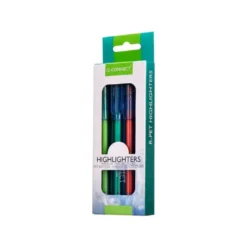 ROTULADOR Q-CONNECT FLUORESCENTE PUNTA BISELADA FABRICADO EN PET RECICLADO BOLSA DE 4 UNIDADES COLORES