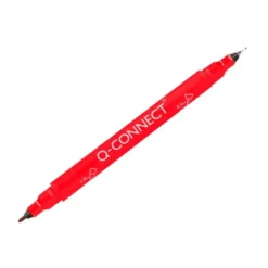 ROTULADOR Q-CONNECT MARCADOR PERMANENTE DOBLE PUNTA COLOR ROJO 0,4 MM Y 1 MM