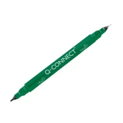 ROTULADOR Q-CONNECT MARCADOR PERMANENTE DOBLE PUNTA COLOR VERDE 0,4 MM Y 1 MM