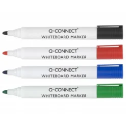 Rotulador Q-Connect para pizarra blanca estuche de 4 colores surtidos punta redonda trazo 3.0 mm