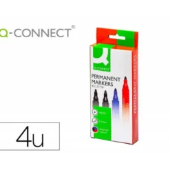 Rotulador Q-Connect permanente estuche de 4 colores surtidos punta redonda trazo 3.0 mm