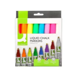 ROTULADOR Q-CONNECT TIZA LIQUIDA PUNTA REDONDA TRAZO 3 MM CAJA DE 8 UNIDADES COLORES SURTIDOS