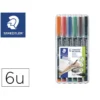 Rotulador Retroproyección Permanente Staedtler Lumocolor 318 de 6 Colores Surtidos Punta Superfina Redonda