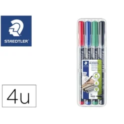 Rotulador Retroproyección Permanente Staedtler Lumocolor 317 de 4 Colores Surtidos Punta Superfina Redonda