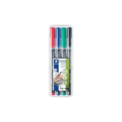 Rotulador Retroproyección Permanente Staedtler Lumocolor 317 de 4 Colores Surtidos Punta Superfina Redonda