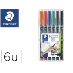 Rotulador Retroproyección Permanente Staedtler Lumocolor 317 de 6 Colores Surtidos Punta Superfina Redonda