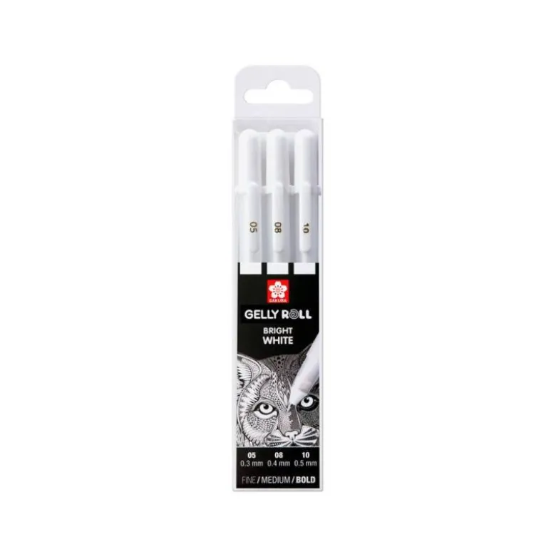 ROTULADOR ROLLER SAKURA GELLY BASIC BLANCO ESTUCHE DE 3 UNIDADES