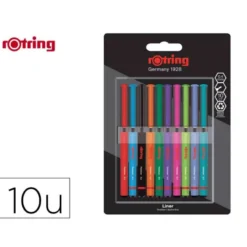 ROTULADOR ROTRING FINELINER PUNTA METALICA 0,4 MM PACK DE 10 COLORES SURTIDOS