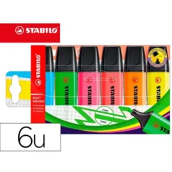 ROTULADOR STABILO BOSS FLUORESCENTE 70 ESTUCHE DE 6 UNIDADES COLORES SURTIDOS