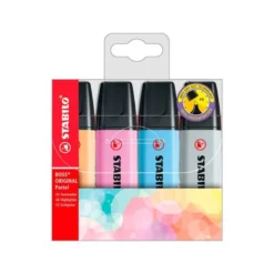 ROTULADOR STABILO BOSS FLUORESCENTE 70 PASTEL ESTUCHE DE 4 UNIDADES COLORES SURTIDOS