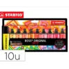 ROTULADOR STABILO BOSS FLUORESCENTE 70 ARTY LINE COLORES CALIDOS ESTUCHE CARTON DE 10 UNIDADES COLORES