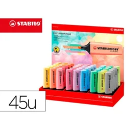 ROTULADOR STABILO BOSS FLUORESCENTE 70 PASTEL EXPOSITOR DE 45 UNIDADES COLORES SURTIDOS
