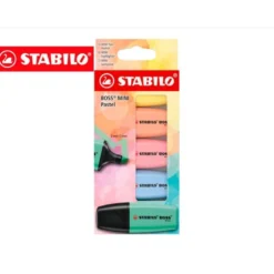 ROTULADOR STABILO BOSS FLUORESCENTE MINI PASTEL ESTUCHE DE 5 UNIDADES COLORES SURTIDOS