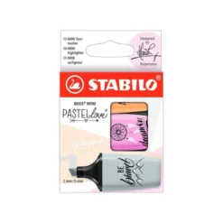 ROTULADOR STABILO BOSS MINI PASTEL LOVE ESTUCHE DE 3 UNIDADES FUCSIA HELADO/NARANJA PALIDO/GRIS