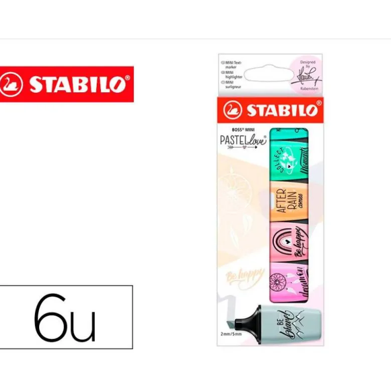 ROTULADOR STABILO BOSS MINI PASTEL LOVE ESTUCHE DE 6 UNIDADES COLORES SURTIDOS