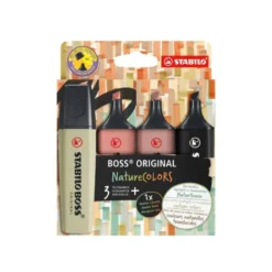 ROTULADOR STABILO BOSS PASTEL FLUORESCENTE NATURE 70 COLORS ESTUCHE DE 4 UNIDADES COLORES SURTIDOS