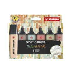 ROTULADOR STABILO BOSS PASTEL FLUORESCENTE 70 NATURE COLORS ESTUCHE DE 6 UNIDADES COLORES SURTIDOS