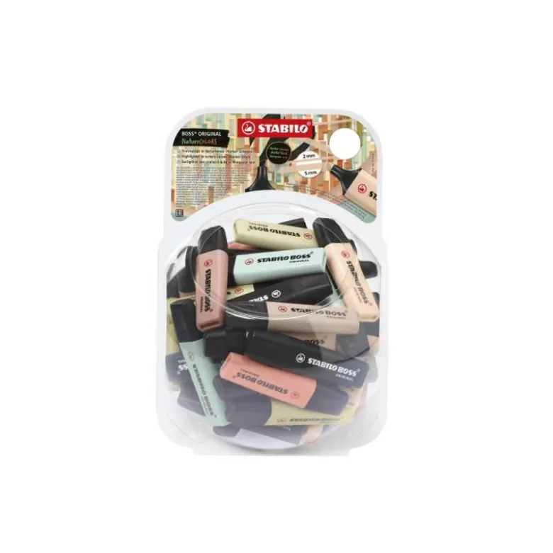 ROTULADOR STABILO BOSS PASTEL FLUORESCENTE 70 NATURE COLORS BOMBONERA DE 60 UNIDADES COLORES SURTIDOS