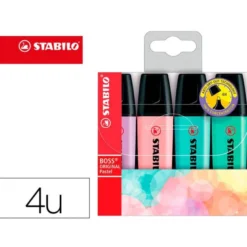 Rotulador Stabilo Boss Pastel Fluorescente estuche 4 unidades