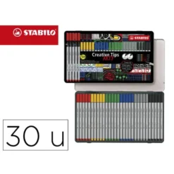 ROTULADOR STABILO CREATIVE TIPS ARTY LINE CLASSIC 5 PUNTAS DIFERENTES ESTUCHE METALICO DE 30 UNIDADES
