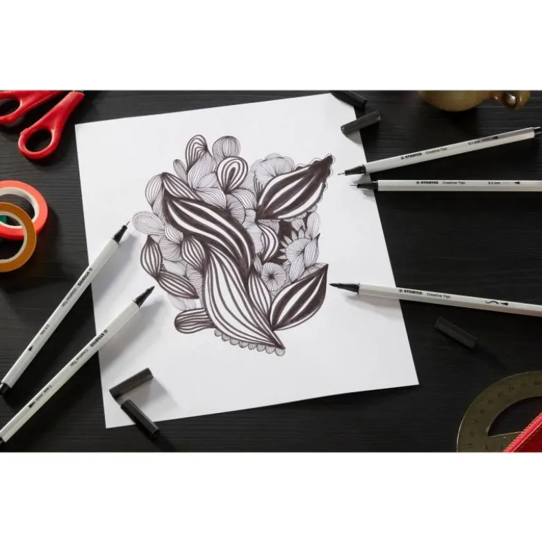 ROTULADOR STABILO CREATIVE TIPS ARTY LINE PASTEL 5 PUNTAS DIFERENTES ESTUCHE METALICO DE 30 UNIDADES
