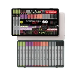 ROTULADOR STABILO CREATIVE TIPS ARTY LINE PASTEL 5 PUNTAS DIFERENTES ESTUCHE METALICO DE 30 UNIDADES