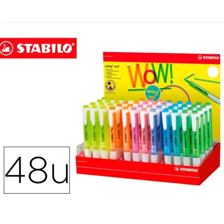 ROTULADOR STABILO FLUORESCENTE SWING COOL EXPOSITOR DE 48 UNIDADES COLORES SURTIDOS