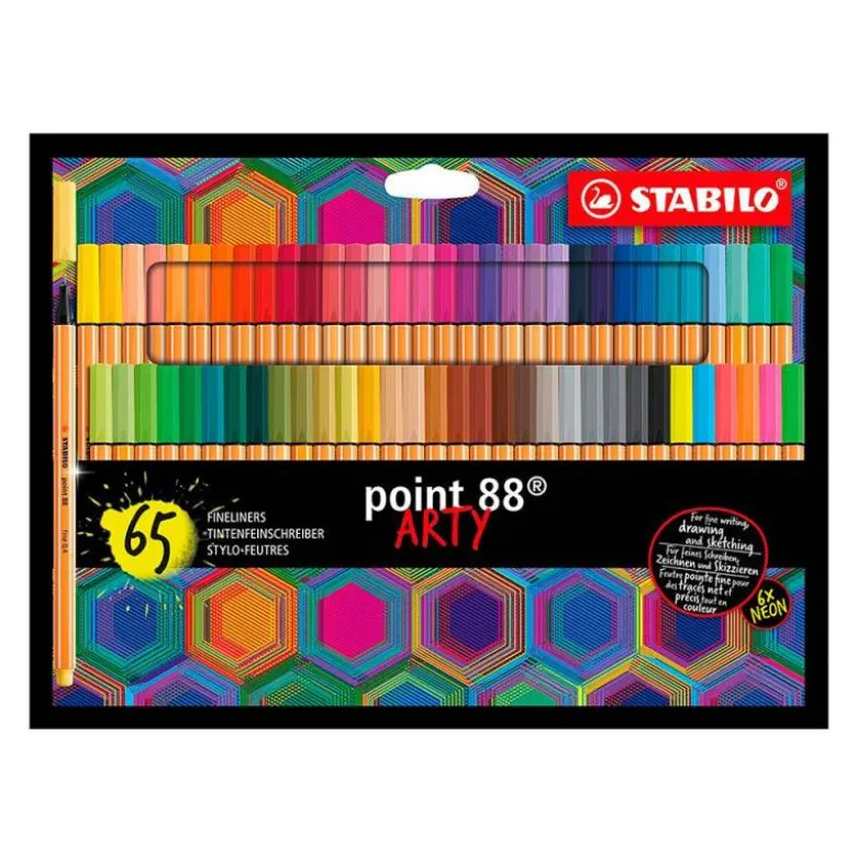 ROTULADOR STABILO POINT 88 PUNTA DE FIBRA ARTY LINE ESTUCHE CARTON DE 65 UNIDADES COLORES SURTIDOS